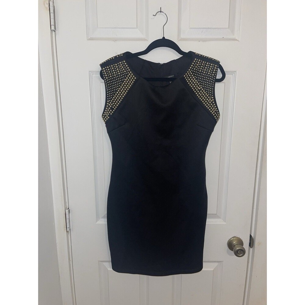 Forever 21 Women’s Size L Gold Studded LBD Little Black Dress *See Pics*